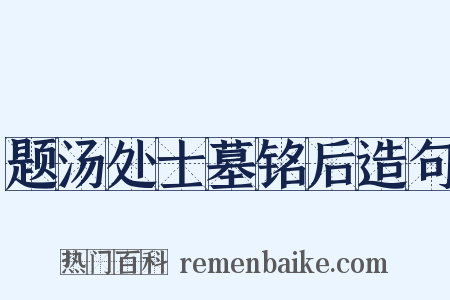 题汤处士墓铭后造句是什么意思的图片